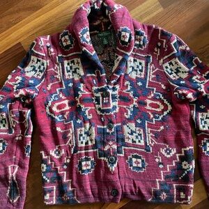 Lauren Ralph Lauren Aztec Navajo Indian sweater cardigan XL